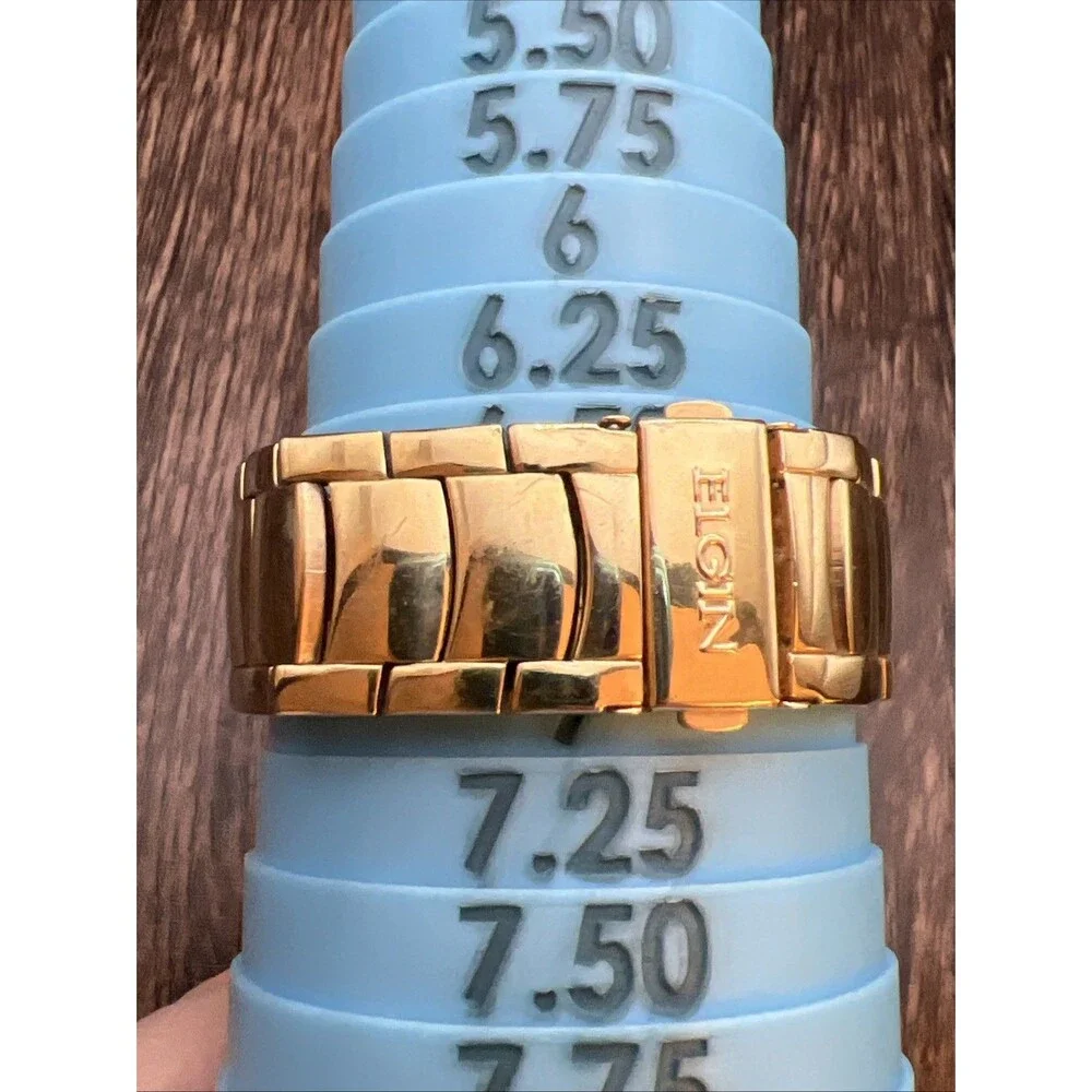 Mens Gold Tone Bling Iced CZ Elgin Rectangle Dress Analog Watch New Battery
